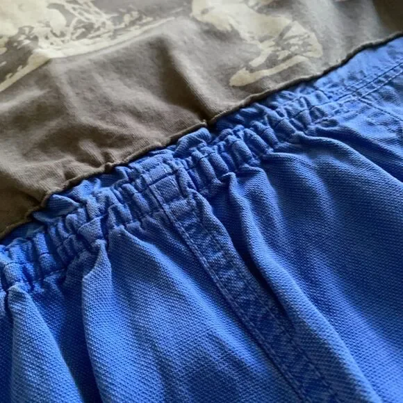 Reworked J Crew Blue Shirt Mini Dress Nirvana Band Patch Grunge Indie Size 4 - Picture 7 of 12